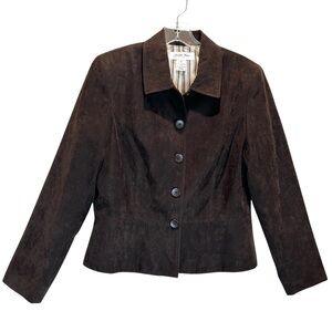 VTG Judith Hart Deep Brown Faux Suede Tailored Peplum Jacket - Size 12P